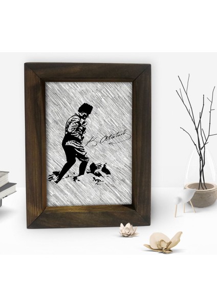 Gift Atatürk Tasarımlı Dekoratif Doğal Masif Ahşap Çerçeve 15 x 20 Cm-38 fiyatları