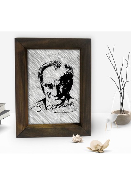 Gift Atatürk Tasarımlı Dekoratif Doğal Masif Ahşap Çerçeve 15 x 20 Cm-35 fiyatları