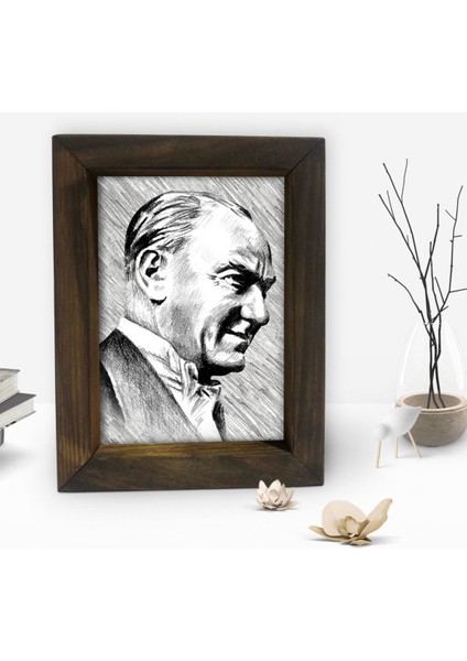 Gift Atatürk Tasarımlı Dekoratif Doğal Masif Ahşap Çerçeve 15 x 20 Cm-32 fiyatları