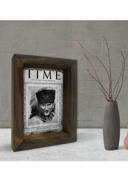 Gift Atatürk Tasarımlı Dekoratif Doğal Masif Ahşap Çerçeve 15 x 20 Cm-30