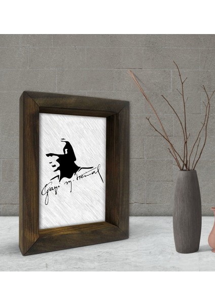 Gift Atatürk Tasarımlı Dekoratif Doğal Masif Ahşap Çerçeve 15 x 20 Cm-47