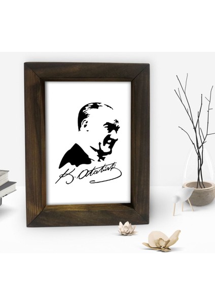 Gift Atatürk Tasarımlı Dekoratif Doğal Masif Ahşap Çerçeve 15 x 20 Cm-46 fiyatları