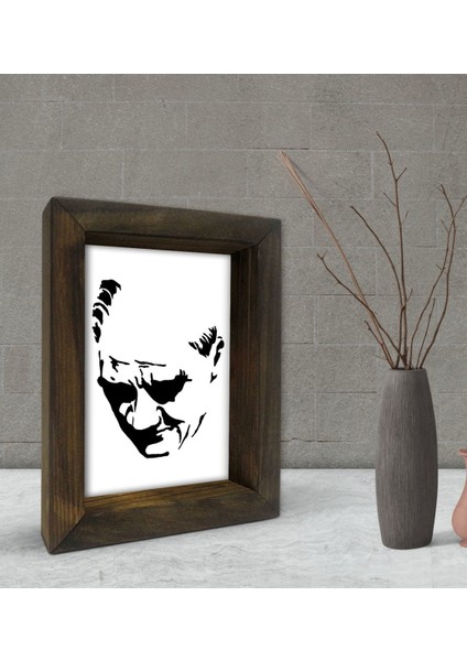 Gift Atatürk Tasarımlı Dekoratif Doğal Masif Ahşap Çerçeve 15 x 20 Cm-45