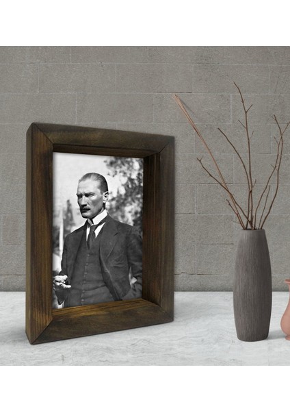Gift Atatürk Tasarımlı Dekoratif Doğal Masif Ahşap Çerçeve 15 x 20 Cm-29