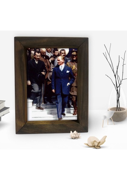 Gift Atatürk Tasarımlı Dekoratif Doğal Masif Ahşap Çerçeve 15 x 20 Cm-28 fiyatları