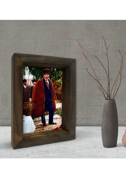 Gift Atatürk Tasarımlı Dekoratif Doğal Masif Ahşap Çerçeve 15 x 20 Cm-26