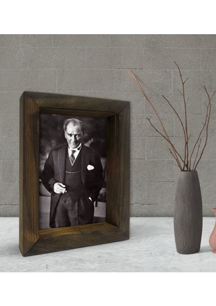 Gift Atatürk Tasarımlı Dekoratif Doğal Masif Ahşap Çerçeve 15 x 20 Cm-22