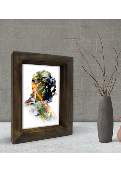Gift Atatürk Tasarımlı Dekoratif Doğal Masif Ahşap Çerçeve 15 x 20 Cm-15