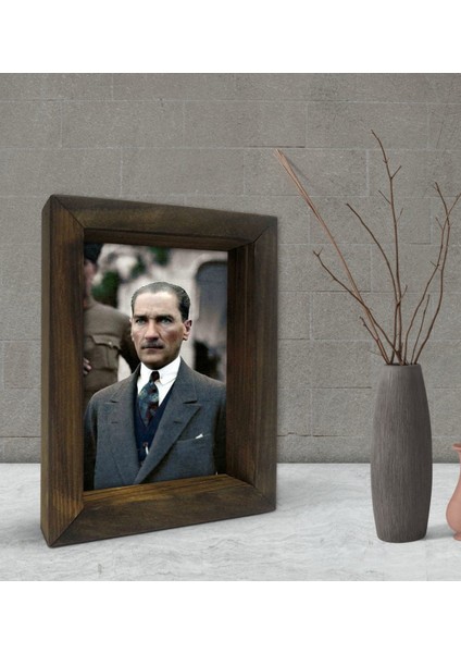 Gift Atatürk Tasarımlı Dekoratif Doğal Masif Ahşap Çerçeve 15 x 20 Cm-10