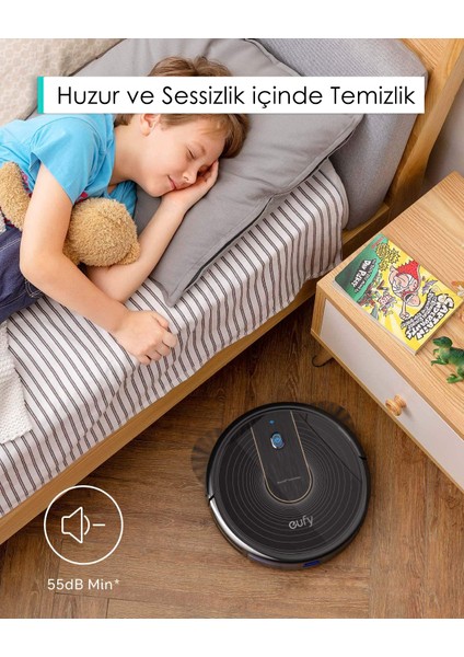 Eufy BoostIQ RoboVac 15C Siyah Akıllı Robot Süpürge , Wifi , Süper İnce , 1300 PA Güçlü Emiş T2120311