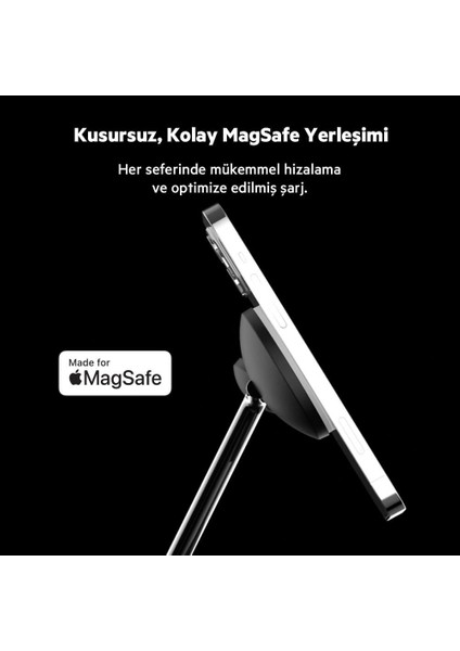 3'ü 1 Arada Magsafe Kablosuz Şarj Cihazı, iPhone Uyumlu 12 Serisi, Apple Watch Uyumlu ve AirPods 15W Kablosuz Hızlı Şarj Standı, Şarj Aleti WIZ009VFBK