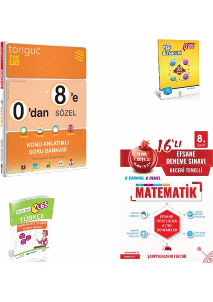 8. Sınıf 0'dan 8'e Sözel - Nartest Kırmızı Deneme Türkçe Fen Deneme