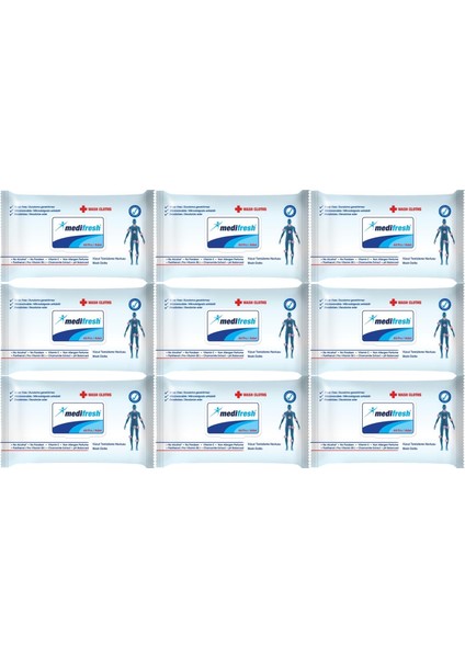 Yetişkin Hasta Vücut Temizleme Mendil-Havlusu 60 Yaprak (9 Lu Set) Plastik Kapaklı