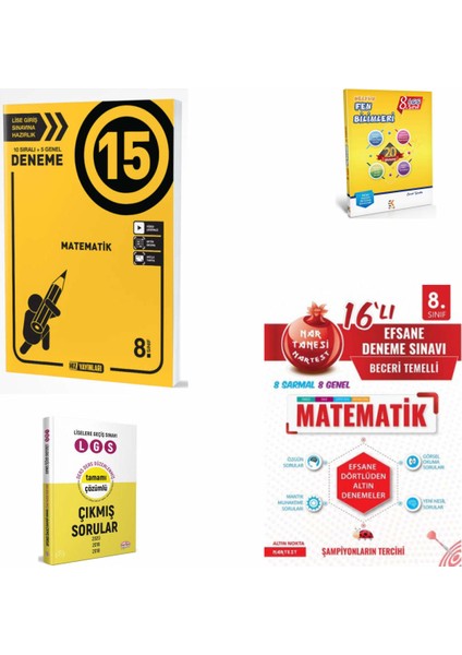 8. Sınıf Hız Yayınları 20 Deneme Matematik- Nartest Kırmızı Deneme- Çıkmış Sorular- Fen Deneme