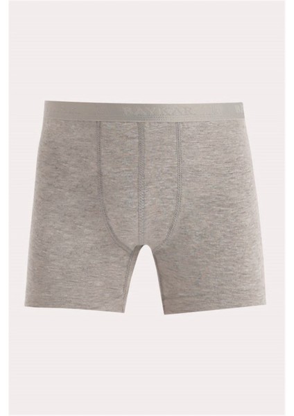 Erkek Çocuk Pamuklu Düz Boxer 3'lü Set 3310 Gri Melanj