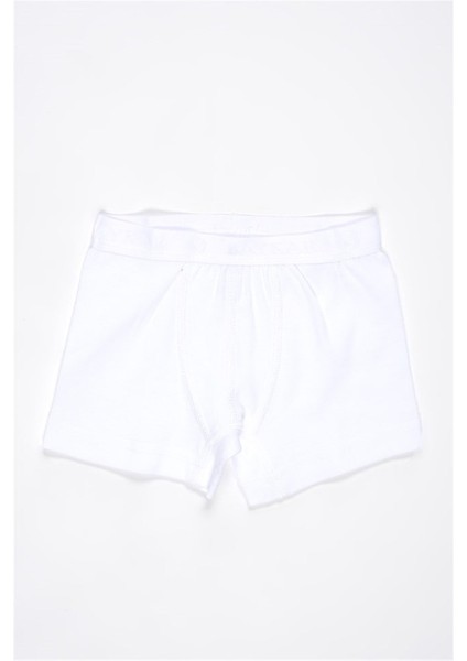 Erkek Çocuk Pamuklu Düz Boxer 3'lü Set 3310 Beyaz