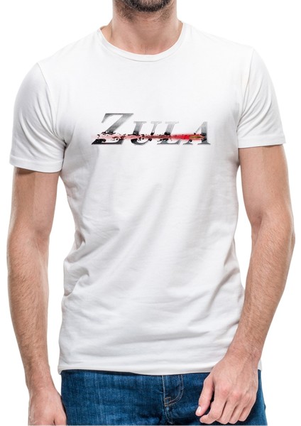 Zula Baskılı Beyaz Erkek Örme Tshirt