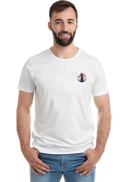 Siyah Çapa Çapa Suluboya Resim Dövme Baskılı Beyaz Erkek Örme Tshirt