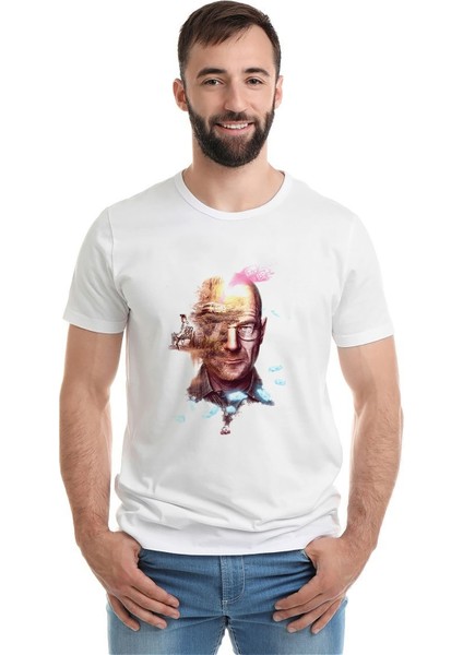 Breaking Bad Baskılı Beyaz Erkek Örme Tshirt