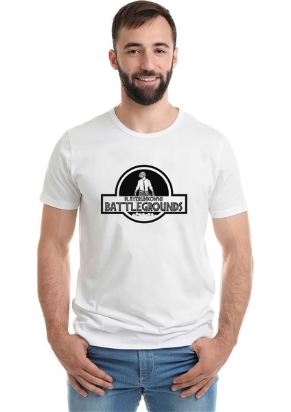 Pubg Pubg Battlegrounds Baskılı Beyaz Erkek Örme Tshirt