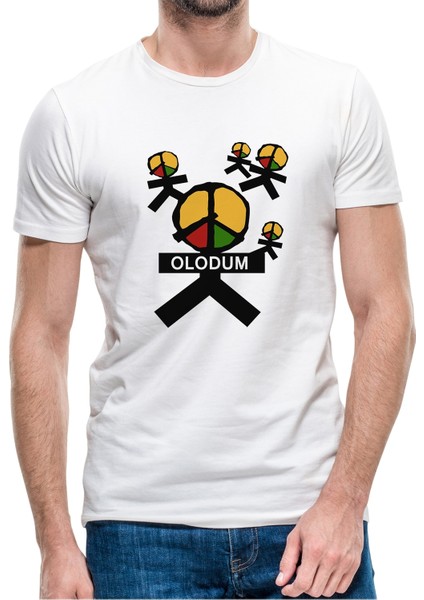 Michael Jackson Peace Olodum Baskılı Beyaz Erkek Örme Tshirt