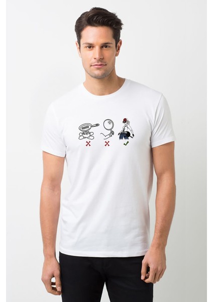 Pubg Tavanın Kullanışı Baskılı Beyaz Erkek Örme Tshirt