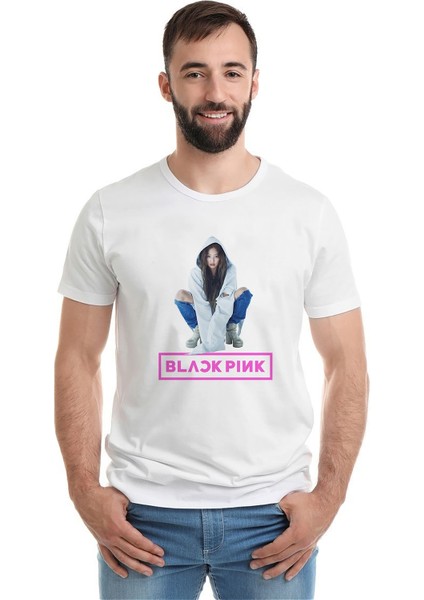 Jeanie Kim Jennie Kim Blackpınk K Baskılı Beyaz Erkek Örme Tshirt