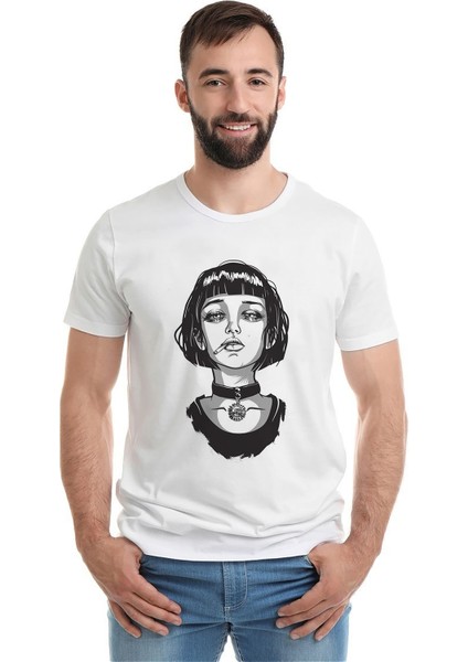 Sevginin Gücü Mathilda & Leon The Baskılı Beyaz Erkek Örme Tshirt