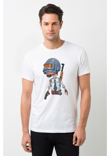Pubg Pubg Baskılı Beyaz Erkek Örme Tshirt