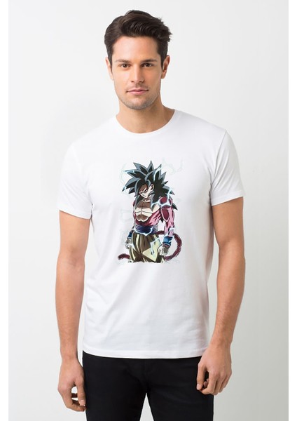 Anime Dragon Ball Dragon Ball Bulma Baskılı Beyaz Erkek Örme Tshirt