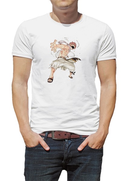 Anime Fairy Tail Glass Guild Emblem Baskılı Beyaz Erkek Örme Tshirt