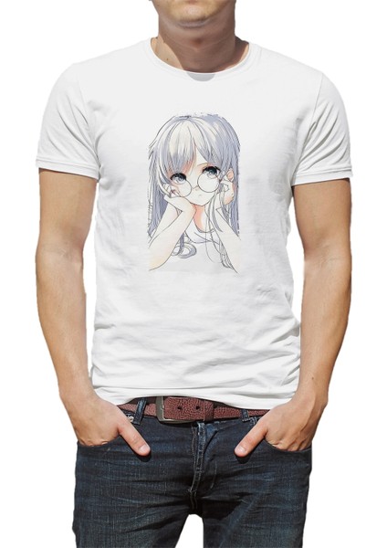 Anime Fairy Tail Glass Guild Emblem Baskılı Beyaz Erkek Örme Tshirt