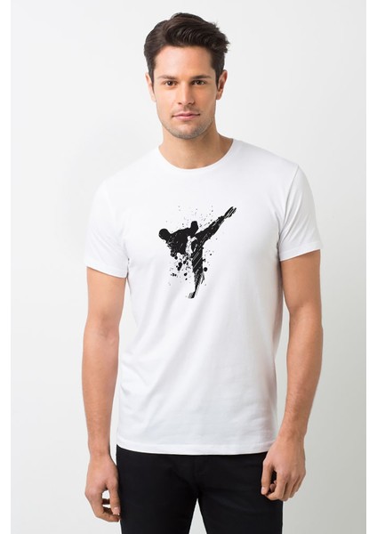 Silhouette Taekwondo Erkek Beyaz Tshirt