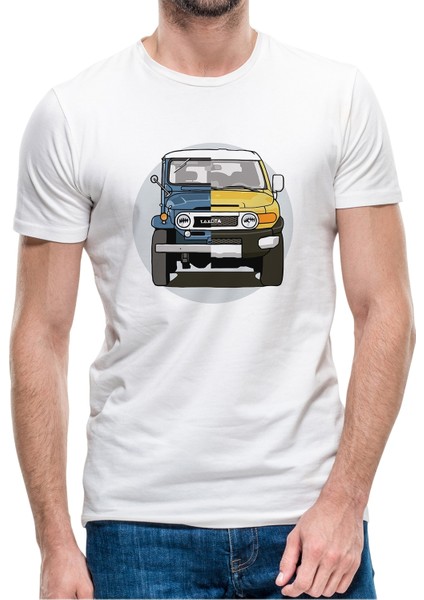 Jeep Evolution Eski Yeni Baskılı Beyaz Erkek Örme Tshirt