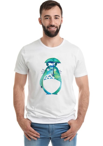 My Neighbor Komşum Totoro Baskılı Beyaz Erkek Örme Tshirt