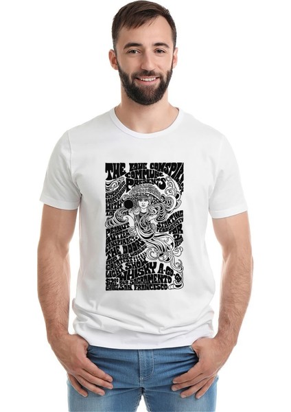 The Doors Lyric Lirik Baskılı Beyaz Erkek Örme Tshirt