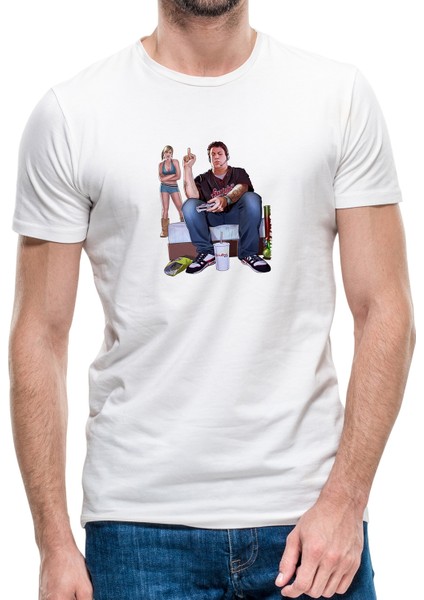 Gta V Jimmy De Santa Erkek Beyaz Tshirt