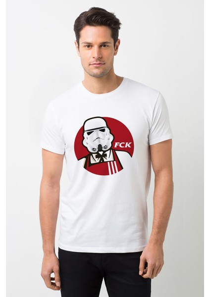 Fck Baskılı Beyaz Erkek Örme Tshirt