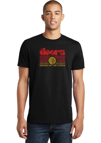 The Doors Riders On The Baskılı Siyah Erkek Örme Tshirt