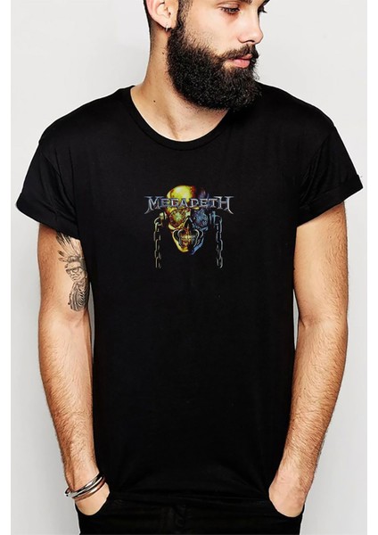 Megadeth I Thought I Knew It Baskılı Siyah Erkek Örme Tshirt
