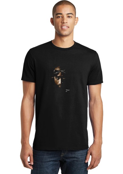 Tupac Shakur Best 2 Baskılı Siyah Erkek Örme Tshirt