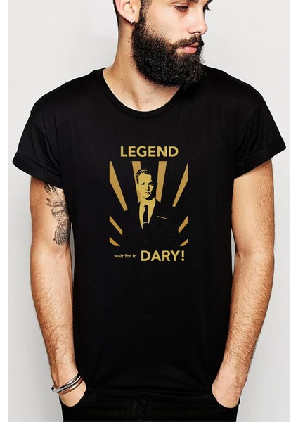 How I Met Your Mother Legendary Baskılı Siyah Erkek Örme Tshirt