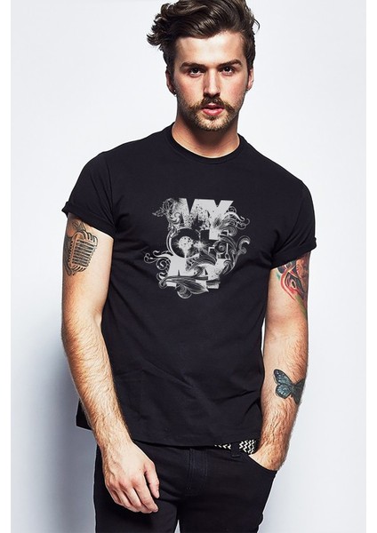 My Oh My Baskılı Siyah Erkek Örme Tshirt