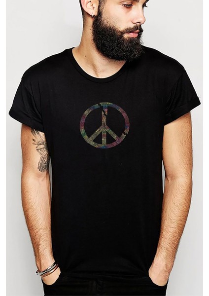 War And Peace 2 Baskılı Siyah Erkek Örme Tshirt
