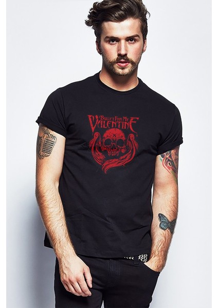 Bullet For My Valentine Metal Rock Baskılı Siyah Erkek Örme Tshirt