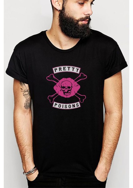 Riverdale Pretty Poisons Baskılı Siyah Erkek Örme Tshirt