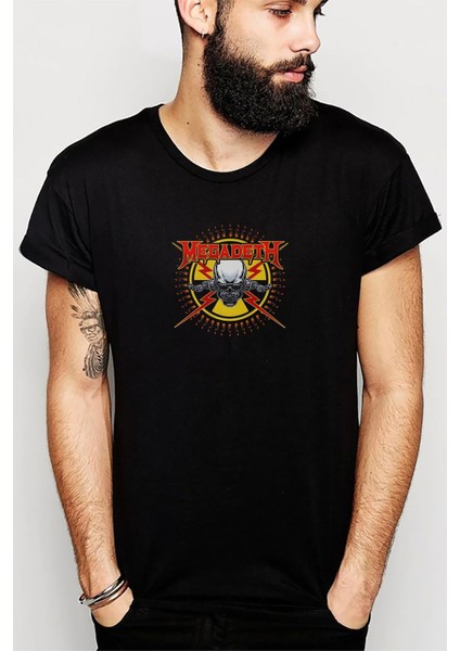 Megadeth Skull Metal Rock Müzik Music Baskılı Siyah Erkek Örme Tshirt
