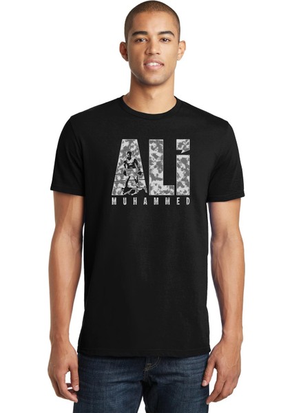 Muhammed Ali Write Boks Baskılı Siyah Erkek Örme Tshirt
