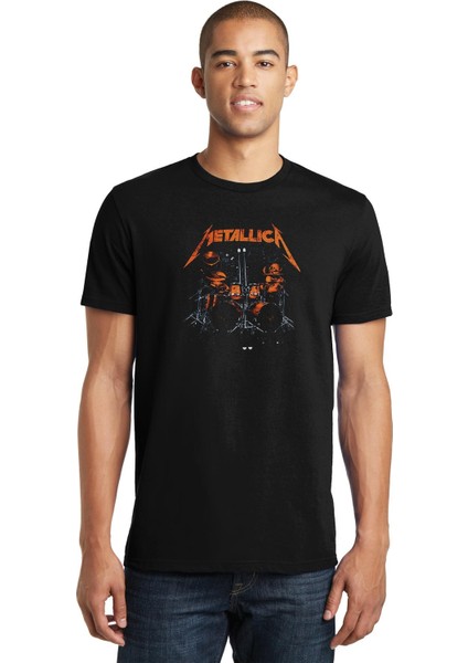 Metallica Sticks Baskılı Siyah Erkek Örme Tshirt