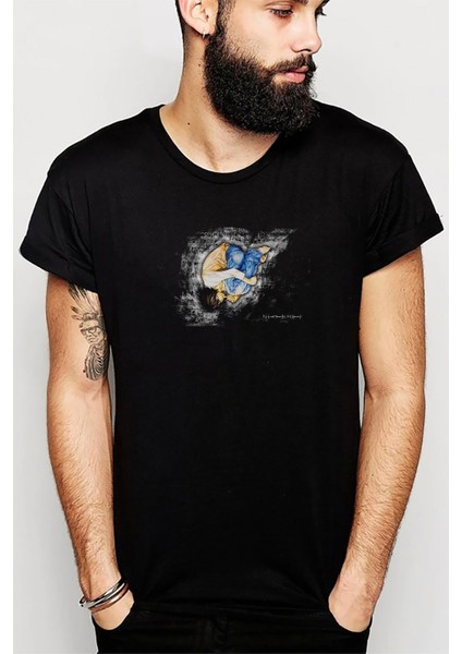 Death Note Death Note Upside Down Baskılı Siyah Erkek Örme Tshirt